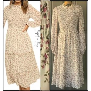 PETAL & PUP Cream VALENTE Midi Length Dress Size 10